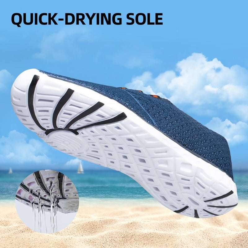 DOUSSPRT Men's Water Shoes Quick Drying Sports Aqua Shoes BlueWhite Size 10 - Image 3
